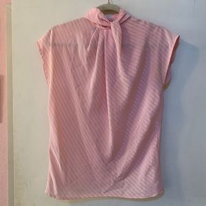 Vintage mock neck pink blouse, very lightweight